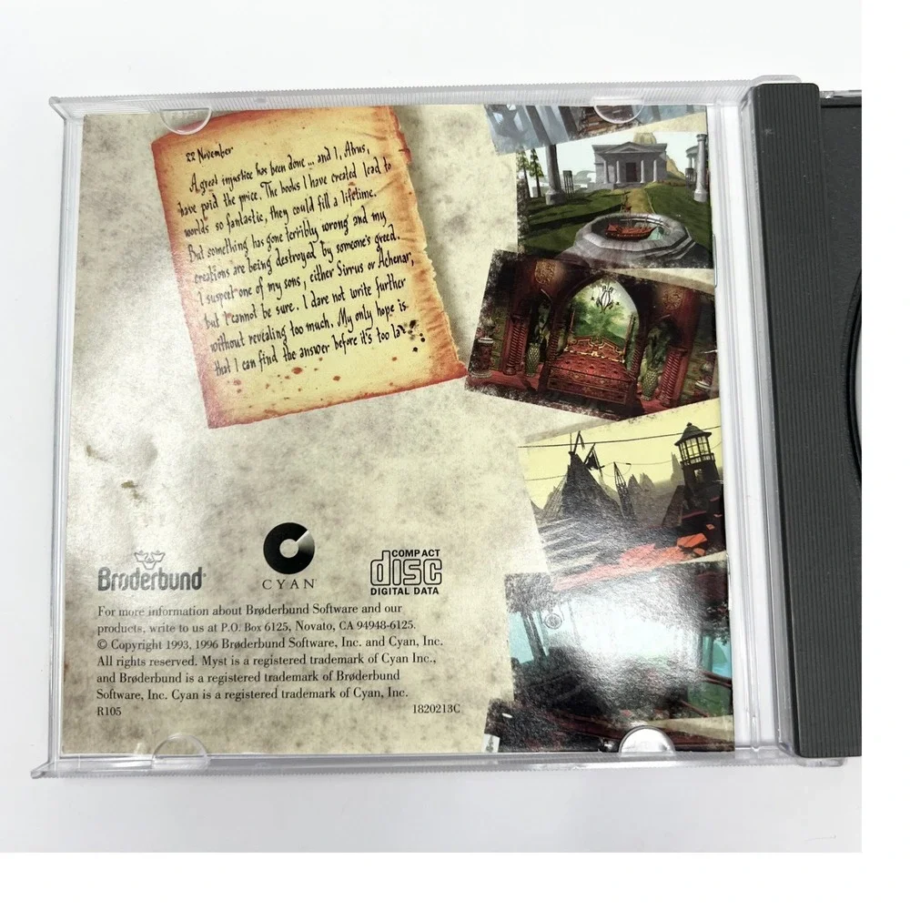 Myst PC Game‎ Windows 1996 Vintage CD-ROM Broderbund Cyan Jewel Case Manual